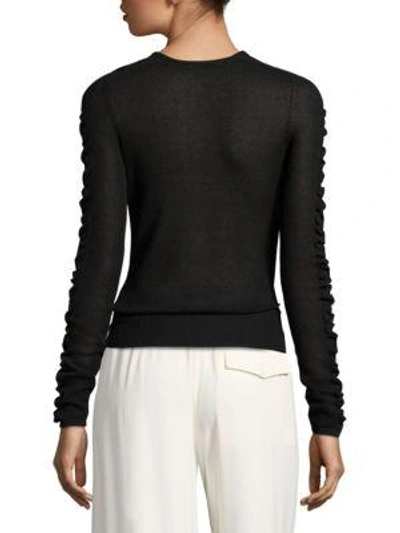 Shop Helmut Lang Shirred Crewneck Sweater In Black
