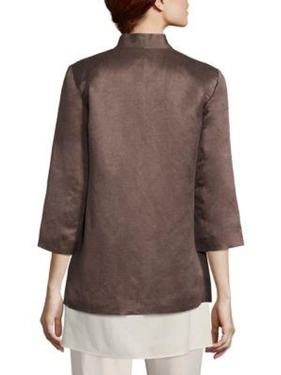 Shop Eileen Fisher Organic Linen & Silk Satin Jacket In Cobblestone