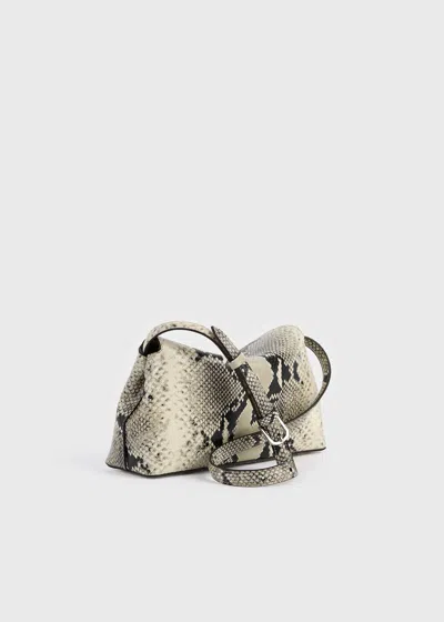 Totême T-lock Python-embossed Clutch Black/ecru In Black/ecru