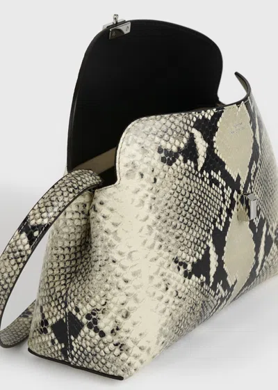 Totême T-lock Python-embossed Clutch Black/ecru In Black/ecru