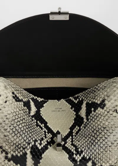 Totême T-lock Python-embossed Clutch Black/ecru In Black/ecru