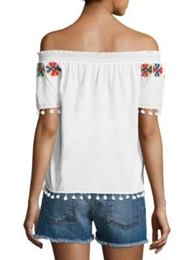 Shop Christophe Sauvat Collection Smoke Embroidered Cotton Top In White