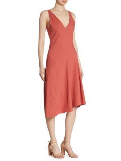 Shop Theory Tadayon Asymmetrical Dress In Carmine Red