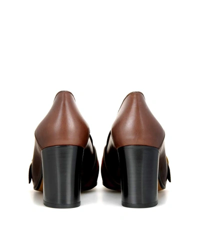 Shop Gucci Leather Loafer Pumps In Brown