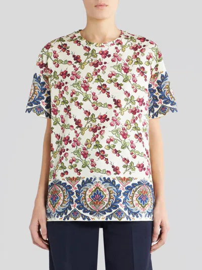 Etro T-shirt With Berry Pattern In Multi