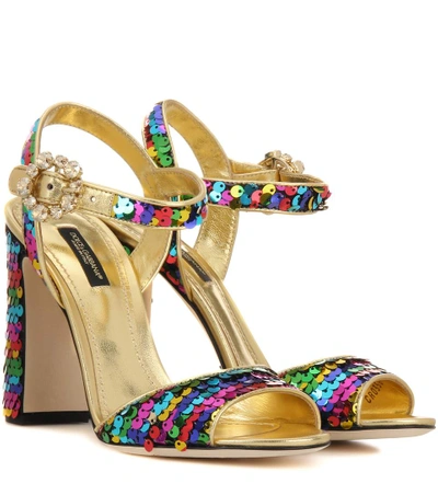 Shop Dolce & Gabbana Sequinned Sandals In Multicolor