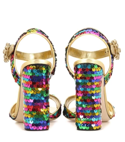 Shop Dolce & Gabbana Sequinned Sandals In Multicolor