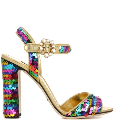 Shop Dolce & Gabbana Sequinned Sandals In Multicolor