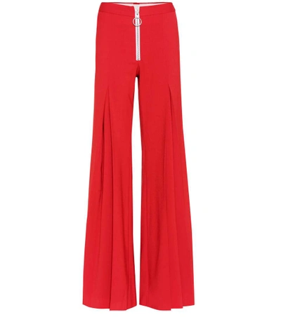 Shop Off-white Central Pleat Wool-blend Trousers In Red