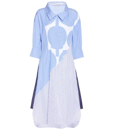 Shop Stella Mccartney Striped And Printed Cotton Dress In Sky Llue