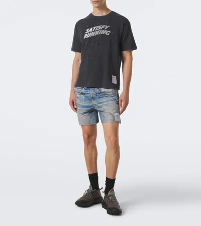 Satisfy Distressed Logo-print T-shirt In Black