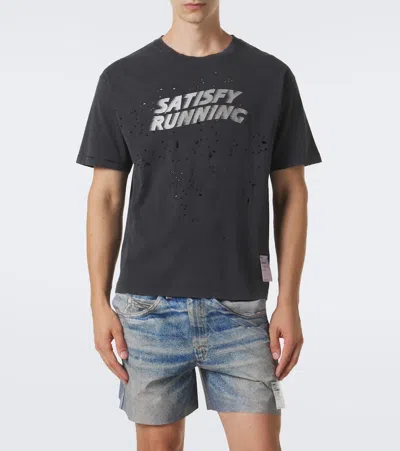 Satisfy Distressed Logo-print T-shirt In Black