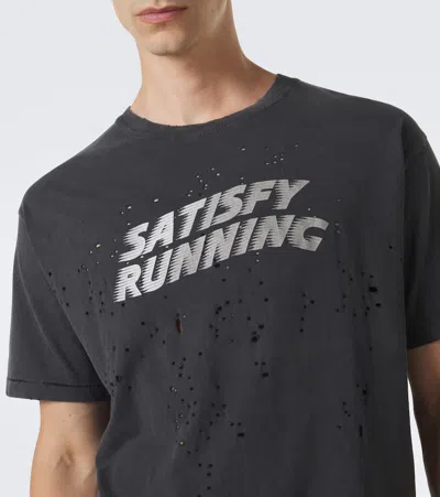 Satisfy Distressed Logo-print T-shirt In Black