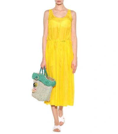 Shop Diane Von Furstenberg Cotton And Silk-blend Dress In Sue Yellow