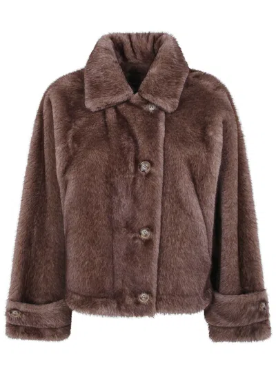 Drhope Fake Fur Jacket Argan In Brown