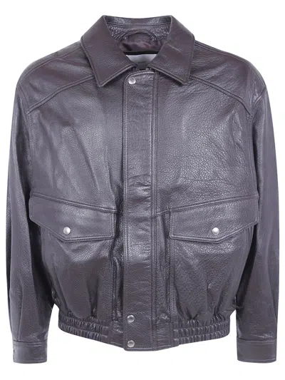 Dunst Elasticated-hem Leather Jacket In Brown
