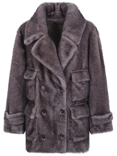 Drhope Faux Fur Coat Eko Mi4 Mocha Mousse In Brown