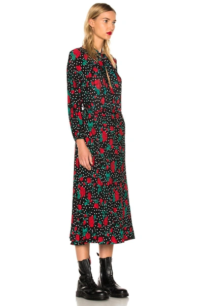 Vetements Polka Dot Flower Dress In Black, Floral, Geometric, Green, Red.  In Black Multi | ModeSens