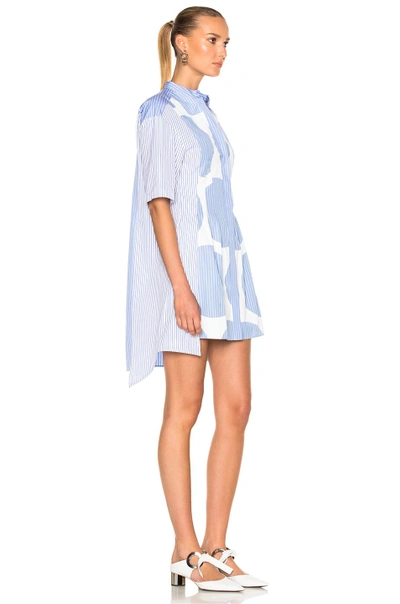 Shop Stella Mccartney Stripe Shirting Short Sleeve Dress In Blue, Stripes. In Sky Blue
