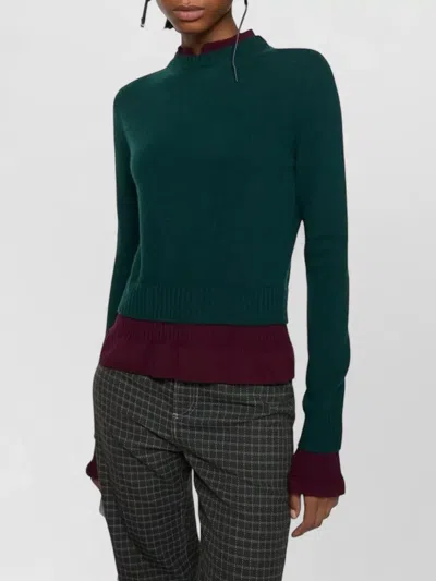 Acne Studios Ruffled Layered-effect Sweater In Green