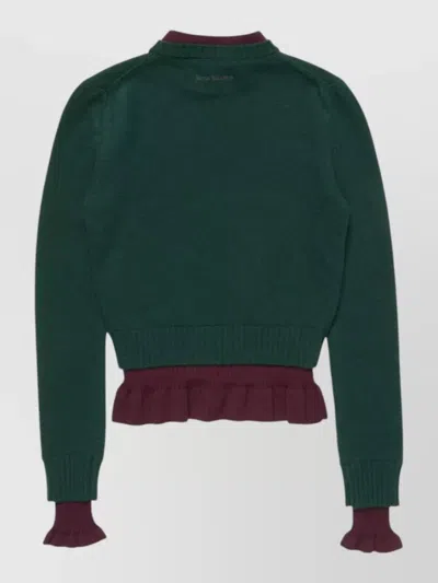Acne Studios Ruffled Layered-effect Sweater In Green