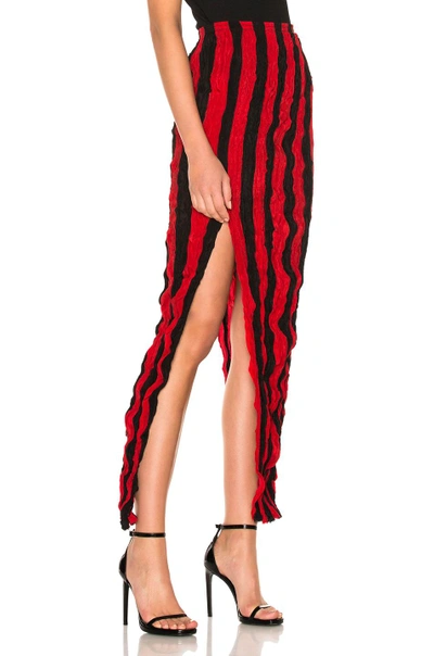 Shop Juan Carlos Obando Crushed Ankle Length Skirt In Red,stripes