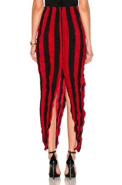 Shop Juan Carlos Obando Crushed Ankle Length Skirt In Red,stripes