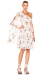 GIAMBATTISTA VALLI ONE SHOULDER MINI DRESS IN FLORAL, WHITE.,SV5150 3250