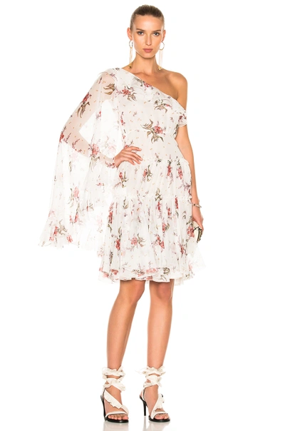 Shop Giambattista Valli One Shoulder Mini Dress In Floral, White. In Ivory Floral