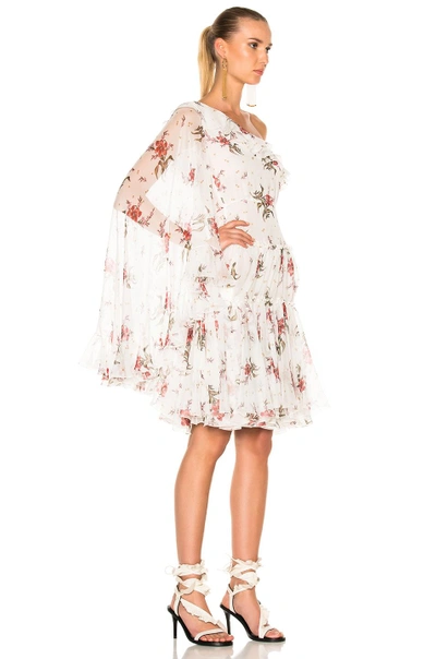 Shop Giambattista Valli One Shoulder Mini Dress In Floral, White. In Ivory Floral