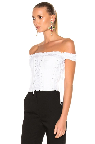 Shop Dolce & Gabbana Corset Top In White