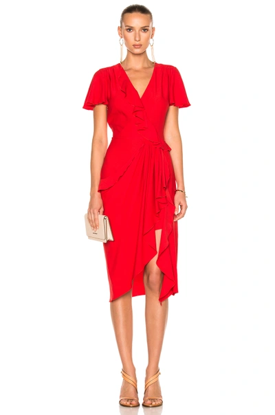 Altuzarra Mesilla Ruffled Silk-blend Dress In Red
