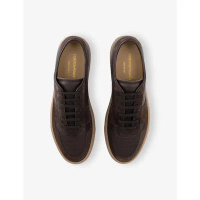 Common Projects Bball Duo Suede-trimmed Leather Sneakers In Dark Brown