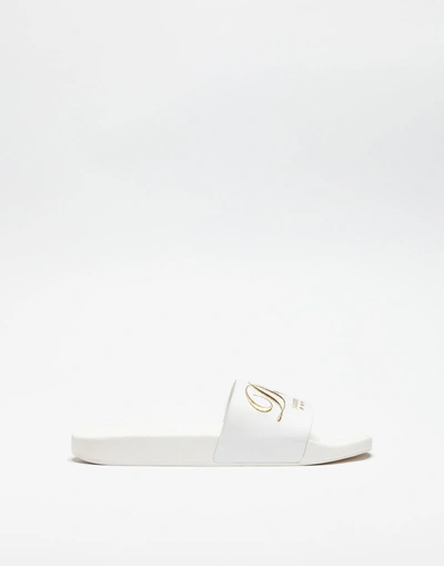 Shop Dolce & Gabbana Sandals In Rubber With Embroidery In White