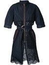 KOLOR belted lace panel coat,HANDWASH