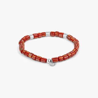 Tateossian Java Stripes Bracelet In Red Java Glass With Sterling Silver - M