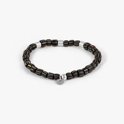 Tateossian Java Stripes Bracelet In Black Java Glass With Sterling Silver - M