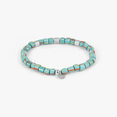Tateossian Java Stripes Bracelet In Sky Blue Java Glass With Sterling Silver - M