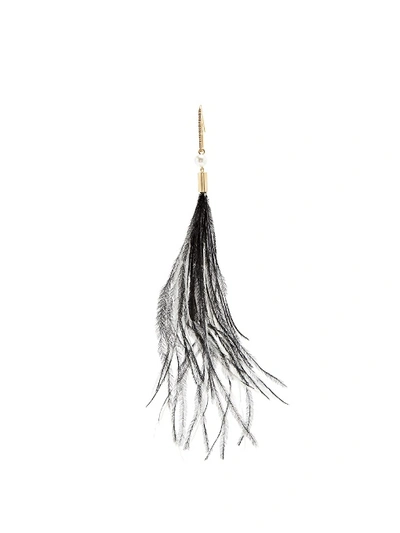 Hillier Bartley Paperclip Gold-plated Feather Earring In Yellow-gold