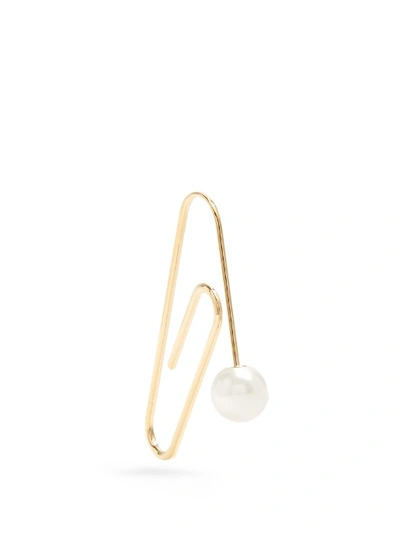 Hillier Bartley Embellished Gold-plated Paperclip Earring In Yellow