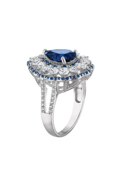 Fzn Lab Created Blue Sapphire Pear Ring In Blue