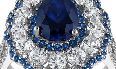 Fzn Lab Created Blue Sapphire Pear Ring In Blue