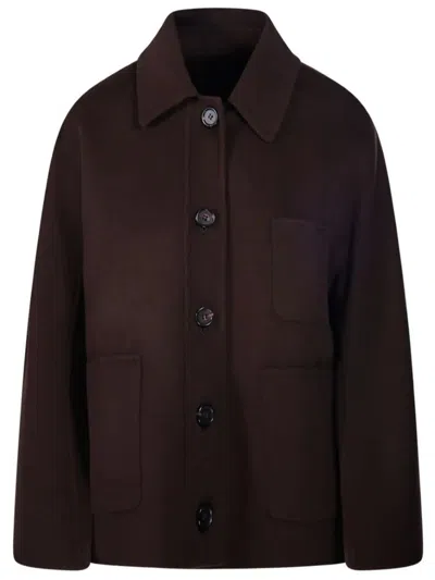 S Max Mara Button-up Patch-pocket Jacket In Brown