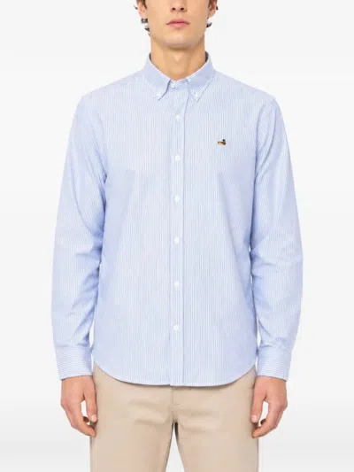 Edmmond Studios Duck Stripe-pattern Shirt In Blue