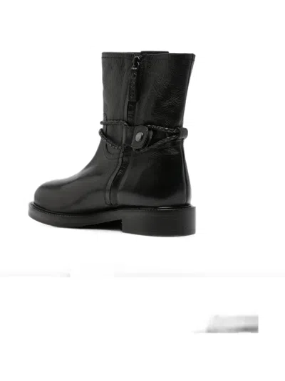 Zolfo Braided-strap Leather Boots In Black