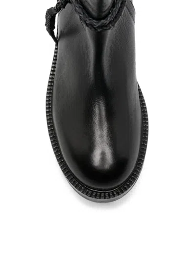 Zolfo Braided-strap Leather Boots In Black