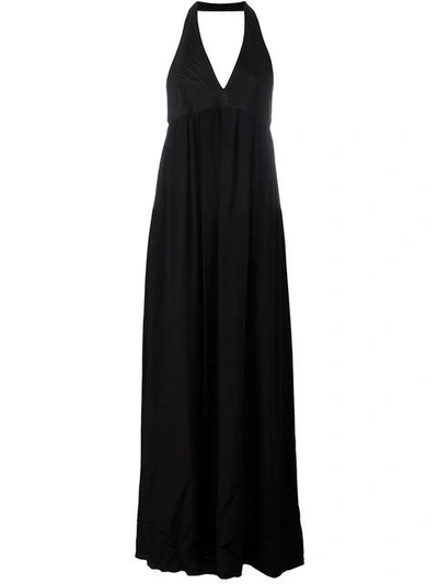Shop Paco Rabanne Halterneck Long Dress - Black