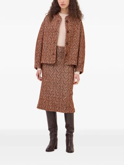 Ottod'ame Herringbone Button-up Jacket In Brown