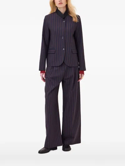 Ottod'ame Vertical-stripe Single-breasted Jacket In Multi