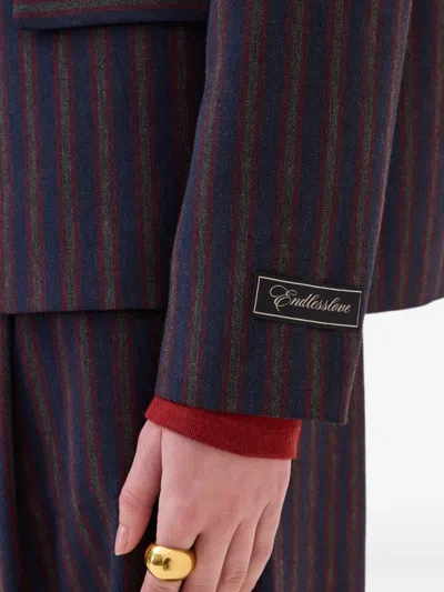 Ottod'ame Vertical-stripe Single-breasted Jacket In Multi